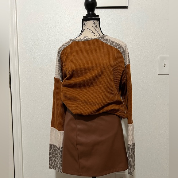 Brown Faux Leather Skirt (Skort) - Picture 2 of 4
